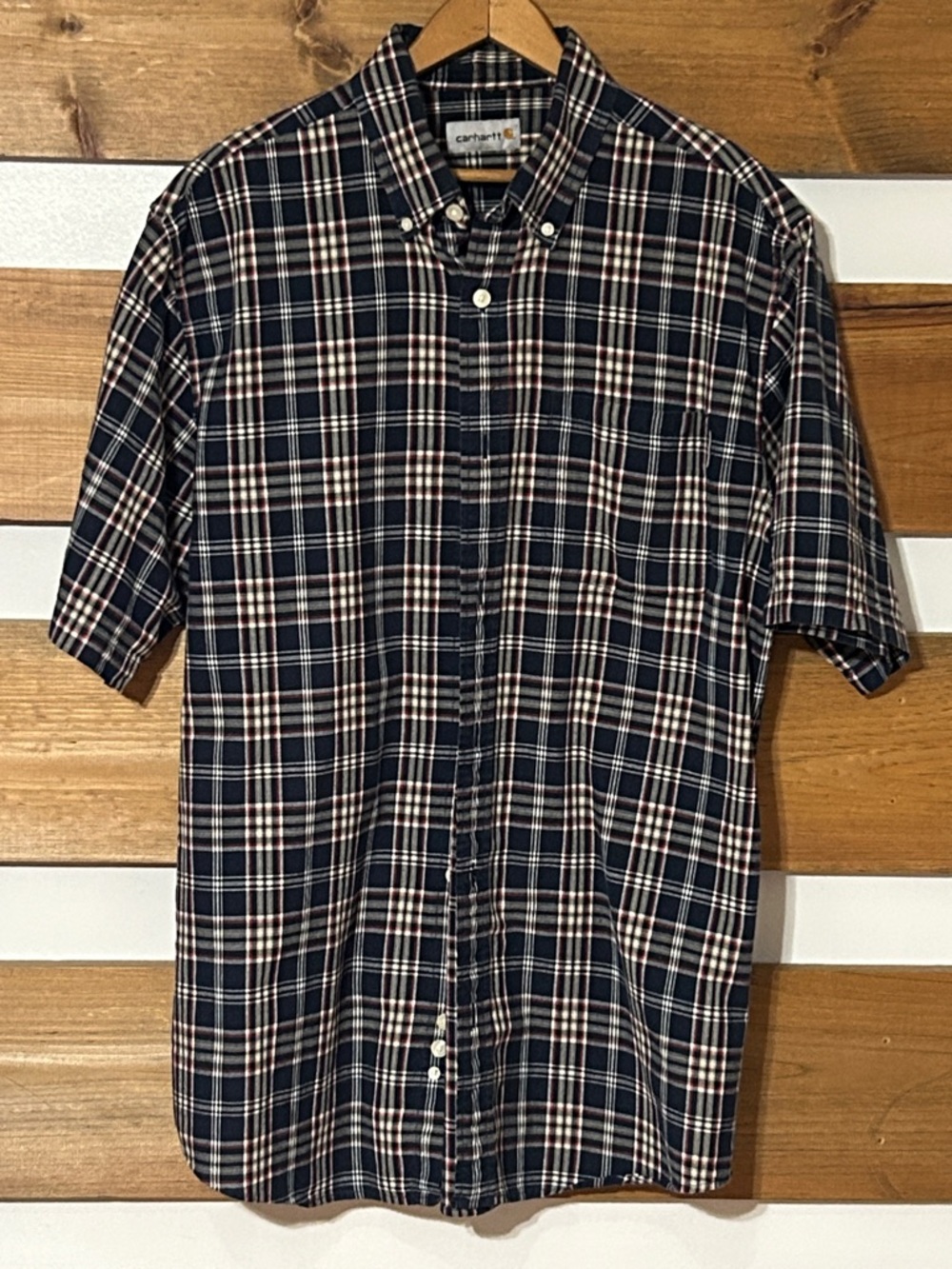 Carhartt Men's Multicolor Plaid Short Sleeve Button Down Shirt Casual Size M